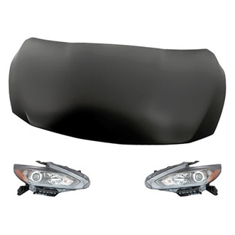 Replacement - 3-Piece Kit (Driver and Passenger Side Headlights, Hood Panel) (Standard Line)