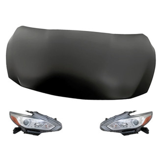 Replacement - 3-Piece Kit (Driver and Passenger Side Headlights, Hood Panel) (Standard Line)