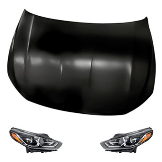 Replacement - 3-Piece Kit (Driver and Passenger Side Headlights, Hood Panel) (Standard Line)