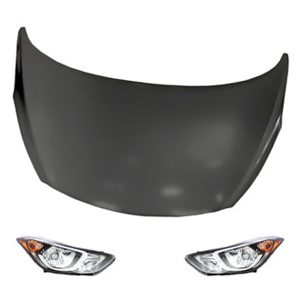 Replacement - 3-Piece Kit (Driver and Passenger Side Headlights, Hood Panel) (CAPA Certified)