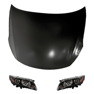 Replacement - 3-Piece Kit (Driver and Passenger Side Headlights, Hood Panel) (CAPA Certified)