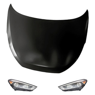 Replacement - 3-Piece Kit (Driver and Passenger Side Headlights, Hood Panel) (Standard Line)