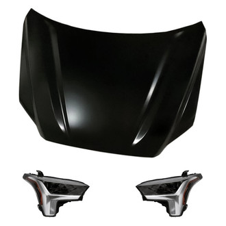 Replacement BNDL-216795 - 3-Piece Kit (Driver and Passenger Side Headlights, Hood Panel) (Standard Line)