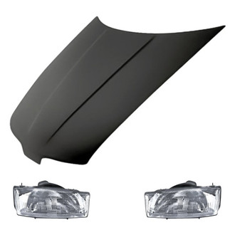 Replacement - 3-Piece Kit (Driver and Passenger Side Headlights, Hood Panel) (Standard Line)