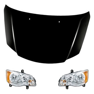 Replacement - 3-Piece Kit (Driver and Passenger Side Headlights, Hood Panel) (Standard Line)