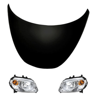 Replacement BNDL-216823 - 3-Piece Kit (Driver and Passenger Side Headlights, Hood Panel) (CAPA Certified)