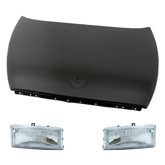 Replacement - 3-Piece Kit (Driver and Passenger Side Headlight Lenses and Housings, Hood Panel) (Standard Line)