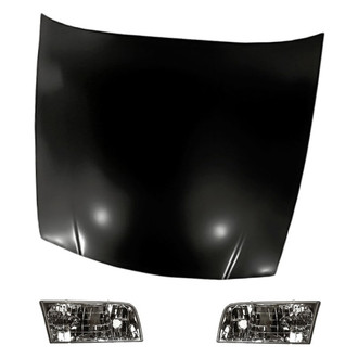 Replacement BNDL-216855 - 3-Piece Kit (Driver and Passenger Side Headlights, Hood Panel) (Standard Line)