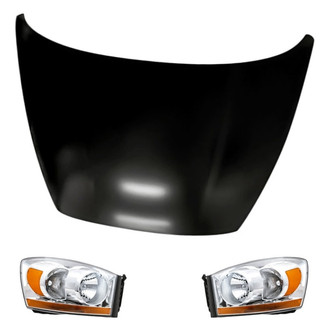 Replacement - 3-Piece Kit (Driver and Passenger Side Headlights, Hood Panel) (Standard Line)