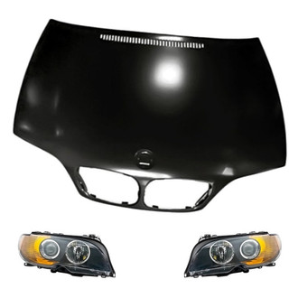 Replacement - 3-Piece Kit (Driver and Passenger Side Headlights, Hood Panel) (Standard Line)