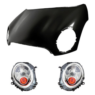Replacement - 3-Piece Kit (Driver and Passenger Side Headlights, Hood Panel) (CAPA Certified)