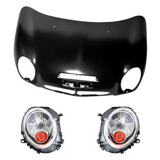 Replacement - 3-Piece Kit (Driver and Passenger Side Headlights, Hood Panel) (Standard Line)