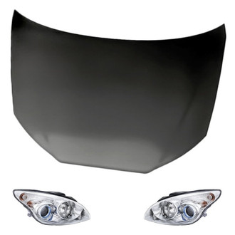 Replacement - 3-Piece Kit (Driver and Passenger Side Headlights, Hood Panel) (Standard Line)