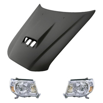 Replacement - 3-Piece Kit (Driver and Passenger Side Headlights, Hood Panel) (Standard Line)
