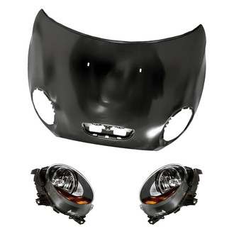 Replacement - 3-Piece Kit (Driver and Passenger Side Headlights, Hood Panel) (Standard Line)