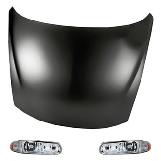 Replacement - 3-Piece Kit (Driver and Passenger Side Headlight Lenses and Housings, Hood Panel)