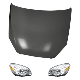 Replacement - 3-Piece Kit (Driver and Passenger Side Headlights, Hood Panel) (CAPA Certified)