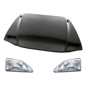 Replacement BNDL-216989 - 3-Piece Kit (Driver and Passenger Side Headlights, Hood Panel) (Standard Line)