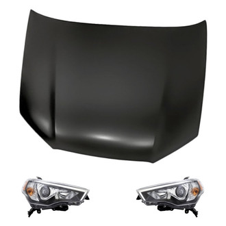 Replacement - 3-Piece Kit (Driver and Passenger Side Headlights, Hood Panel) (CAPA Certified)