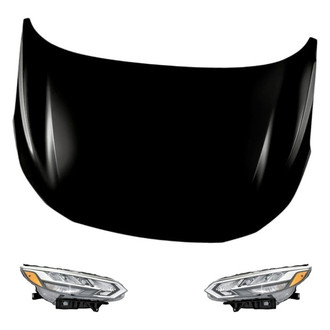 Replacement - 3-Piece Kit (Driver and Passenger Side Headlights, Hood Panel) (CAPA Certified)
