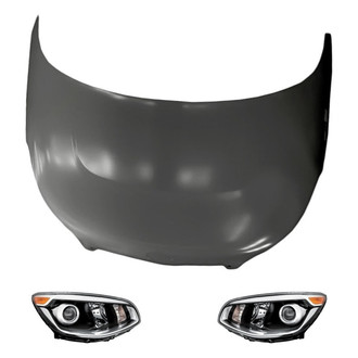 Replacement - 3-Piece Kit (Driver and Passenger Side Headlights, Hood Panel) (CAPA Certified)