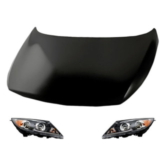 Replacement - 3-Piece Kit (Driver and Passenger Side Headlights, Hood Panel) (CAPA Certified)