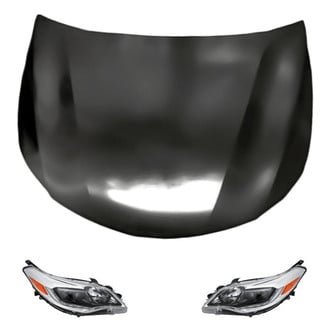 Replacement - 3-Piece Kit (Driver and Passenger Side Headlight Lenses and Housings, Hood Panel)
