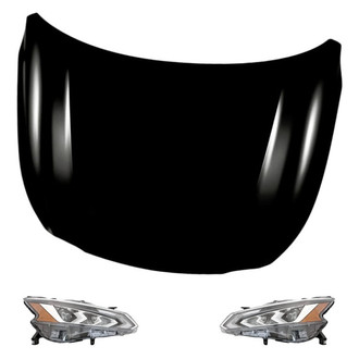Replacement - 3-Piece Kit (Driver and Passenger Side Headlights, Hood Panel) (CAPA Certified)