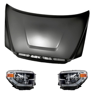 Replacement - 3-Piece Kit (Driver and Passenger Side Headlights, Hood Panel) (CAPA Certified)