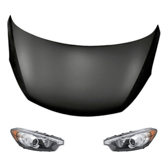 Replacement - 3-Piece Kit (Driver and Passenger Side Headlights, Hood Panel) (CAPA Certified)