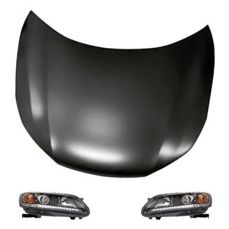 Replacement - 3-Piece Kit (Driver and Passenger Side Headlights, Hood Panel) (CAPA Certified)