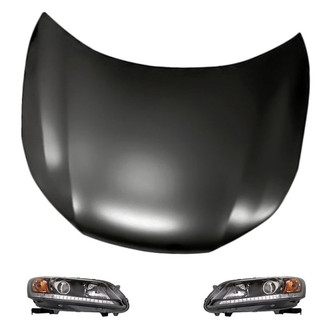 Replacement - 3-Piece Kit (Driver and Passenger Side Headlights, Hood Panel) (CAPA Certified)