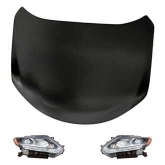 Replacement - 3-Piece Kit (Driver and Passenger Side Headlights, Hood Panel) (CAPA Certified)