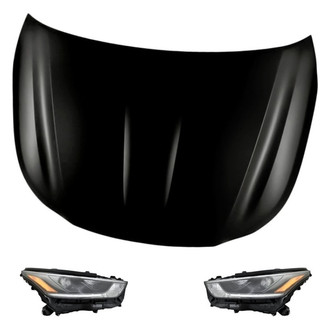 Replacement - 3-Piece Kit (Driver and Passenger Side Headlights, Hood Panel) (CAPA Certified)