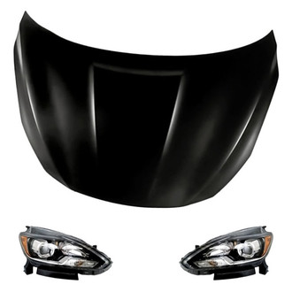 Replacement - 3-Piece Kit (Driver and Passenger Side Headlights, Hood Panel) (CAPA Certified)
