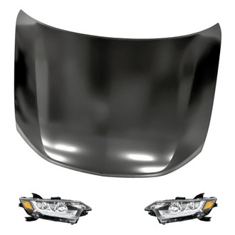 Replacement - 3-Piece Kit (Driver and Passenger Side Headlights, Hood Panel) (CAPA Certified)