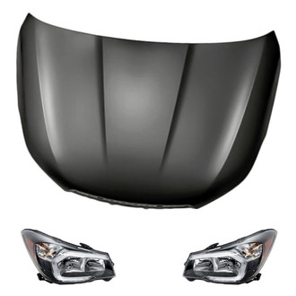 Replacement - 3-Piece Kit (Driver and Passenger Side Headlights, Hood Panel) (CAPA Certified)