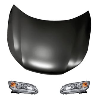 Replacement - 3-Piece Kit (Driver and Passenger Side Headlights, Hood Panel) (CAPA Certified)
