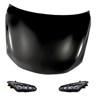 Replacement - 3-Piece Kit (Driver and Passenger Side Headlights, Hood Panel) (CAPA Certified)