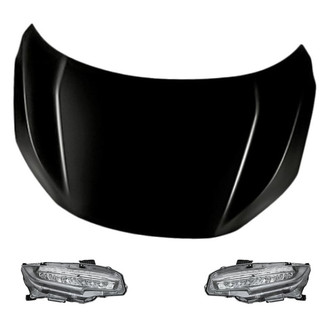 Replacement - 3-Piece Kit (Driver and Passenger Side Headlights, Hood Panel) (CAPA Certified)