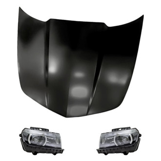 Replacement - 3-Piece Kit (Driver and Passenger Side Headlights, Hood Panel) (CAPA Certified)