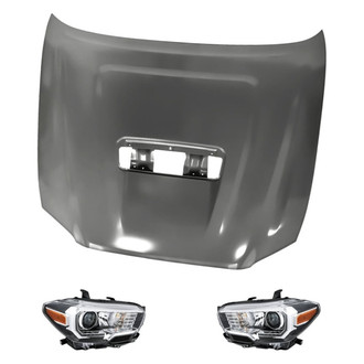 Replacement - 3-Piece Kit (Driver and Passenger Side Headlights, Hood Panel) (CAPA Certified)