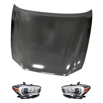 Replacement - 3-Piece Kit (Driver and Passenger Side Headlights, Hood Panel) (CAPA Certified)