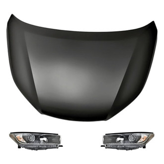 Replacement - 3-Piece Kit (Driver and Passenger Side Headlights, Hood Panel) (CAPA Certified)