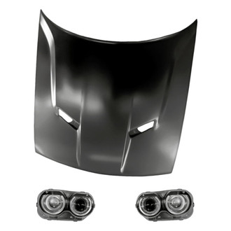 Replacement - 3-Piece Kit (Driver and Passenger Side Headlights, Hood Panel) (CAPA Certified)