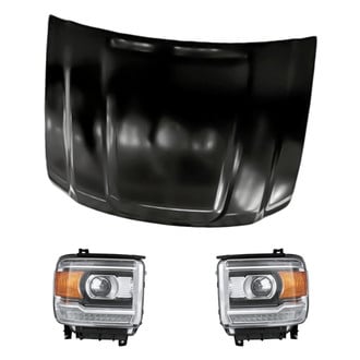 Replacement - 3-Piece Kit (Driver and Passenger Side Headlights, Hood Panel) (CAPA Certified)