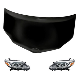 Replacement - 3-Piece Kit (Driver and Passenger Side Headlights, Hood Panel) (CAPA Certified)