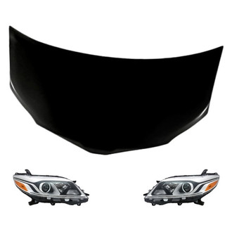 Replacement - 3-Piece Kit (Driver and Passenger Side Headlights, Hood Panel) (CAPA Certified)