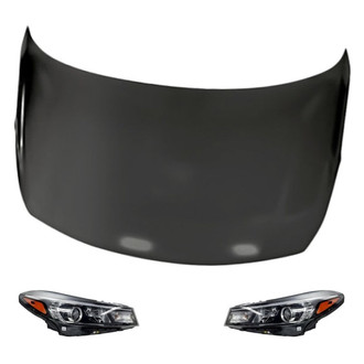Replacement - 3-Piece Kit (Driver and Passenger Side Headlights, Hood Panel) (CAPA Certified)
