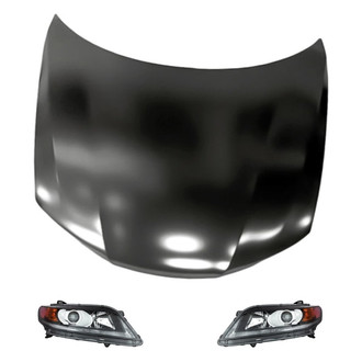 Replacement - 3-Piece Kit (Driver and Passenger Side Headlights, Hood Panel) (CAPA Certified)